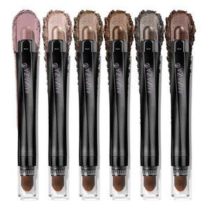 LUXAZA 6 PCS Neutral and Brown Metallic Eyeshadow Stick Pencil Crayon